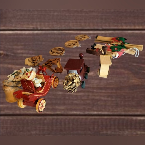 VINTAGE WOODEN CHRISTMAS ORNAMENT LOT ~   KURT ALDER 1950'S - Picture 6 of 6